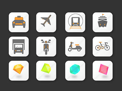 Vehicles & Gems icon bicycle bike car flight gems icon scooter ship train vehicles