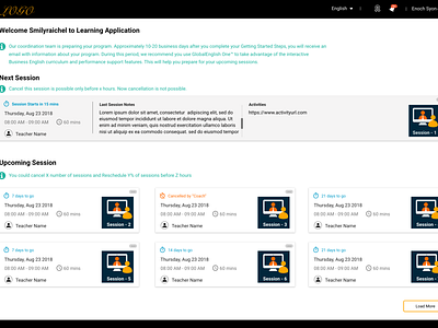 Learning Web Application e learning landing page design learning platform schedule ui ux design