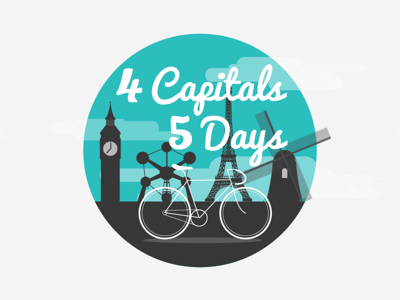 4 Capitals 5 Days logo with clouds charity logo bike circle animated