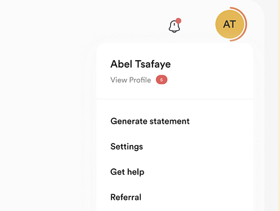 User Profile Tray app concept design ui web website