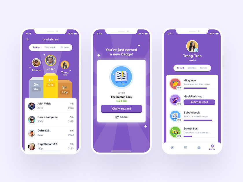 Gamification education app by Trang Tran on Dribbble