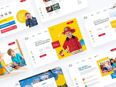 ReadyKids pitching children colorful heading kids landing page red schedule website yellow