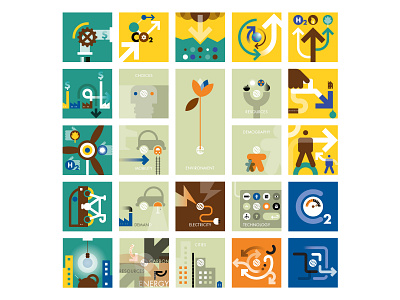 Shell Scenarios icons. Generation 3 branding iconography illustration infographics scenarios