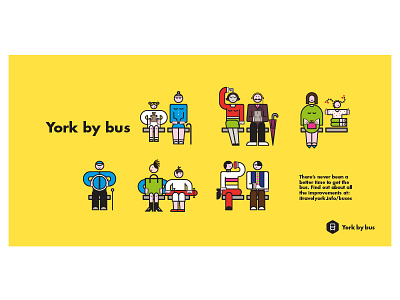 York by bus busses campaigns illustration transport vector
