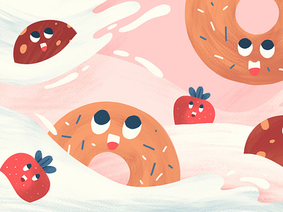 Grandma's Kitchen characters cookies doughnuts food grandmas kitchen milk milkshakes strawberries