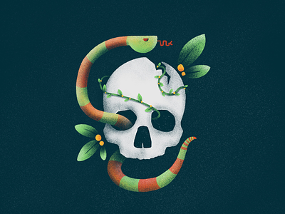 Skull & Snake dark halloween illustration plants procreate simple skull snake spooky texture