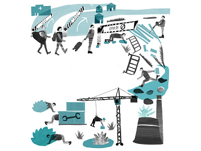 Economic migration alterechos economic editorial illustration magazine migration