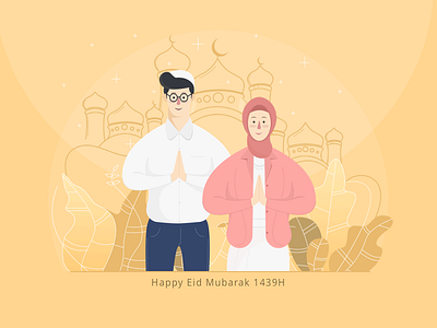 Happy Eid Mubarak 1439H eid greetings illustrations mubarak