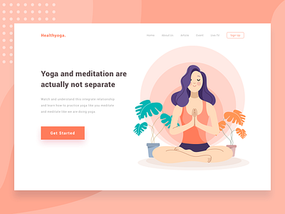 Exploration Yoga Website design flat homepage illustration landing page ui vector website