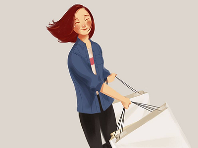 Painting practice illustration girl shopping