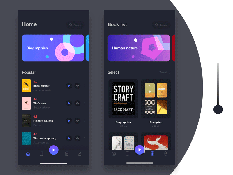 Daily exercise 039 animation app book clean color concept design dynamic effect gif illustrator ios mobile night mode switch ue ui ux