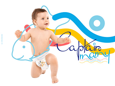 Captain Mamy baby branding colorful design dribbble illustration logo swimm swimming