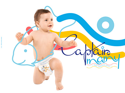 Captain Mamy baby branding colorful design dribbble illustration logo swimm swimming