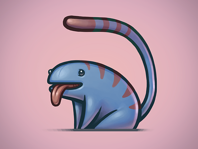 Pogo character connect creature monster pet pogo procreate sketch stripes tail tongue