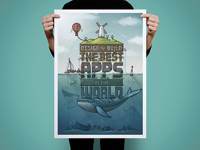Limited Edition Print apps balloon boat design fish island ocean poster print realmac whale windmill