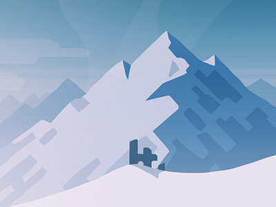 iOS Landscape Concept #2 cold concept ios landscape mountain painting peaks ruins snow style thumbnail tone