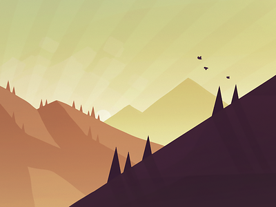 iOS Landscape Concept #3 birds cold concept ios landscape mountain painting peaks style thumbnail tone