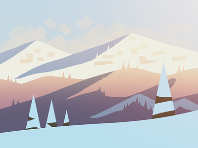 iOS Landscape Concept #4 cold concept ios landscape mountain painting peaks snow style sunrise thumbnail tone