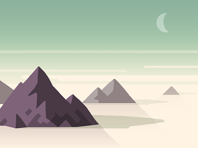 iOS Landscape Concept #5 concept ios landscape moon mountain painting peaks style thumbnail tone