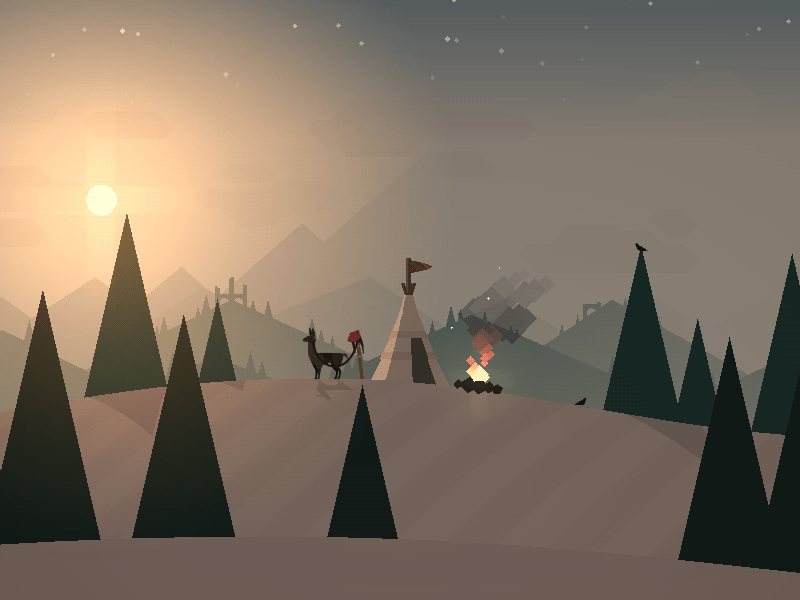 All was calm on the mountainside dawn development fire flag game ios llama mountain particles tent unity unity3d