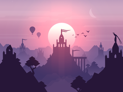 The next adventure awaits adventure alto altos adventure bird game hot air balloon odyssey sunrise sunset temple trees