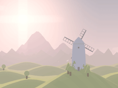 Windmill Animation - iOS game 3d hills ios landscape sunrise windmill