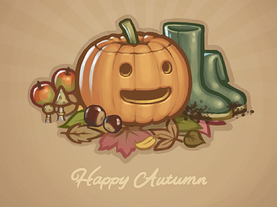 Happy Autumn! apples autumn boots conkers fall halloween jack o lantern leaves mud mushrooms pumpkin season