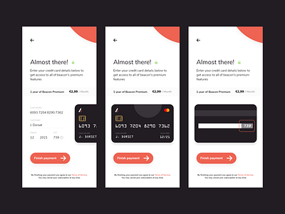 Beacon Payment credit card dailyui payment rounded corners