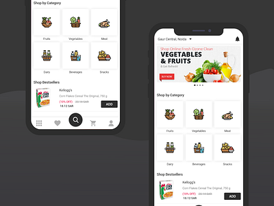 Grocery Home Screen dashboard design design design app grocery grocery app grocery home home screen interaction ios ios app ios design iphone mobile aap mobile app trend ui ui ux uiux user experience ux