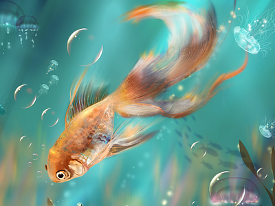 In to the Sea 2d digital art digital painting fish photoshop wacom