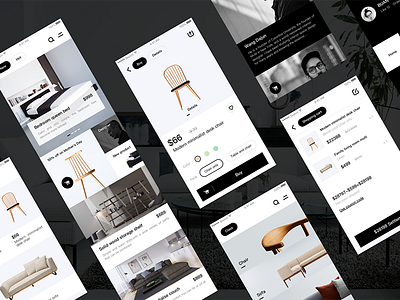 Material home app app black and white colorless furniture home mall minimalist neat simple