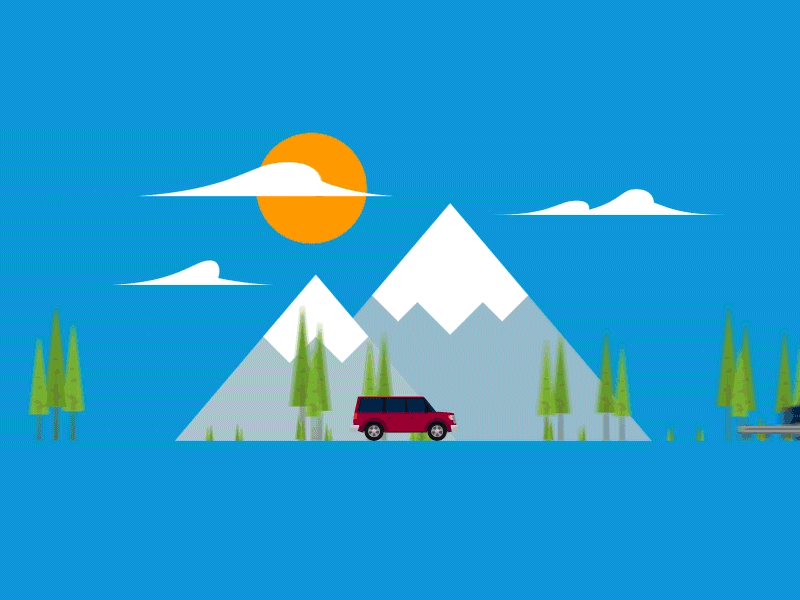 Driving Scene animation driving motion mountains sun suv travel trees