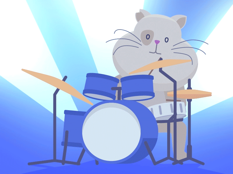 Cat Drummer animation beat cat character cool design drummer drums hip hop illustration music
