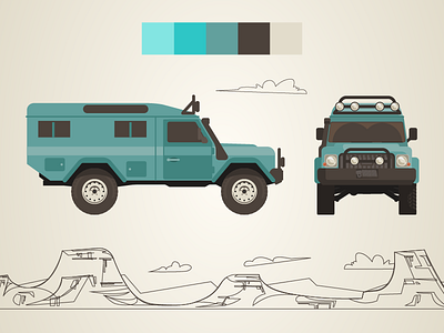 Overlanding Truck 4x4 animation design driving illustration nature overland truck vector