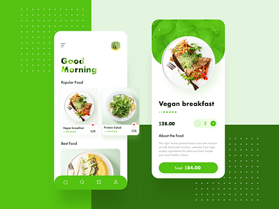 Food App / Main page add app card design flat food green icon order price ui ux vegetables