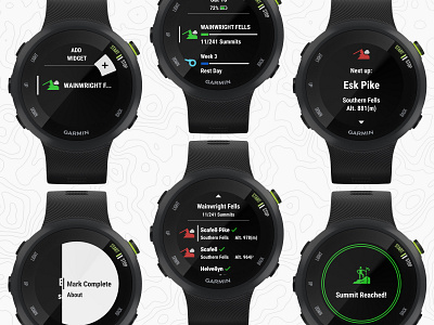 Wainwright Fells Garmin App app design fells garmin garmin watch hike hiking lake district mountains outdoors topography travel ui uk ux uxui wainwright watch wearable widget