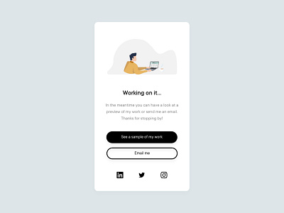 Working on it animation clean coming soon page design flat gif animated gif animation illustration minimal motion design portfolio typography ui ux uxui vector web web design web mobile design website