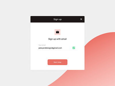 Daily UI 001 Sign Up Modal coral design designer email icon interaction design interaction designer magic link minimal modal sign up signup ui ux ux designer uxdesign uxui uxui designer vector visual design