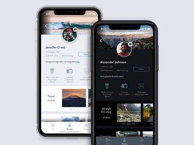 Daily UI 006 User Profile - Photographer Profile 006 daily ui dailyui dark ui design film images iphone xr light ui photographer photography profile profile page social ui user profile ux uxui