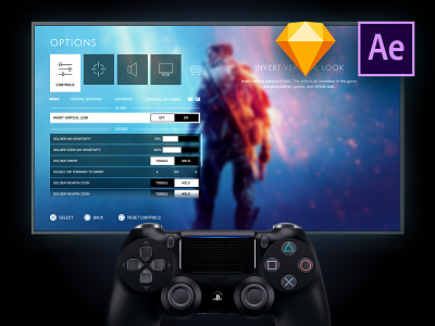 Playstation/Game UX UI Prototyping Mockup after effects template aftereffects animation battlefield design dualshock4 experience design game ui game ux gaming mockup motion design playstation playstation4 prototyping sketch sketch template ui ux uxui