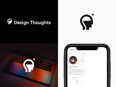 Design Thoughts Branding Project branding design flat icon imagery instagram iphone xr logo logo design logomark logos mindfulness minimal negative space social profile thinking thoughts typography vector web