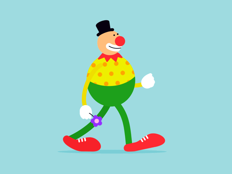 Happy Clown 2d after effects animation clown gif illustrator walk cycle