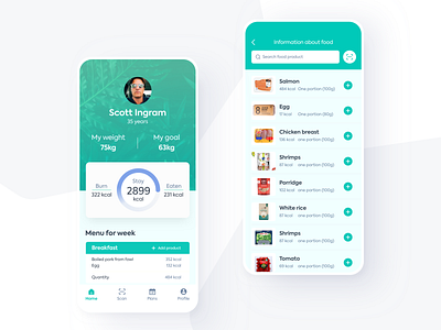 app Calories. app card design design app inspiration mobile product profile profile card typography ui ui ux ux visual