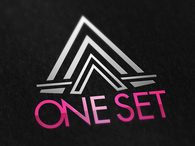 Logo for One Set classy club futuristic glossy logo metalic pink