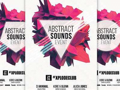 ABSTRACT Psd Flyer Template 3d abstract flyer art flyer artistic design edm flyer electro flyer flyer template futuristic flyer minimal flyer music pink