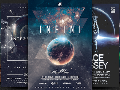 5 Space Flyer Templates cosmos flyertemplate galactic galaxy moon photoshop psd space stars templates