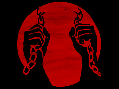Chain Breaker chains circle dot fists freedom icon red slavery