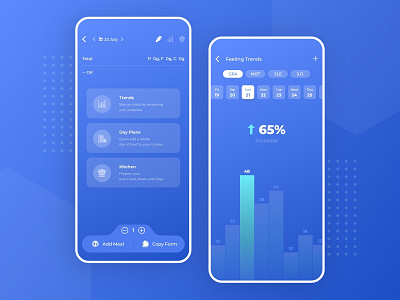 Wellness Fitness Connect app app design app ui blue design designer excercise fitness food graph level management meal ui ui design ui ux ux web design