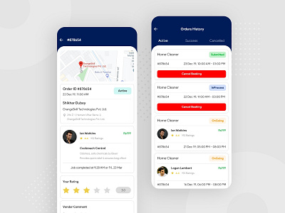 On-demand Service Details blue cancel concept details freelance happy listing on demand order product redesign repair services ui ui design wallet