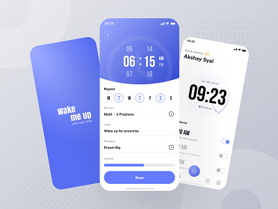 Smart Alarm App Concept alarm alarm app app app design bedtime clean clock design designer ios morning ringtone sleep smart time ui ux wake watch week